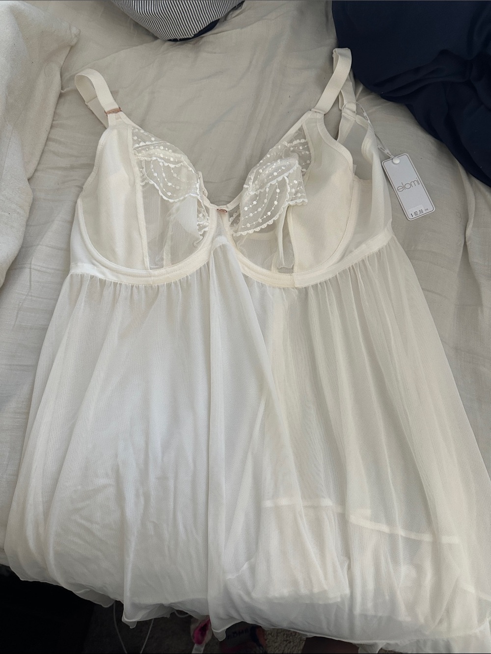 Elomi Sheer Ivory Mesh Babydoll Chemise